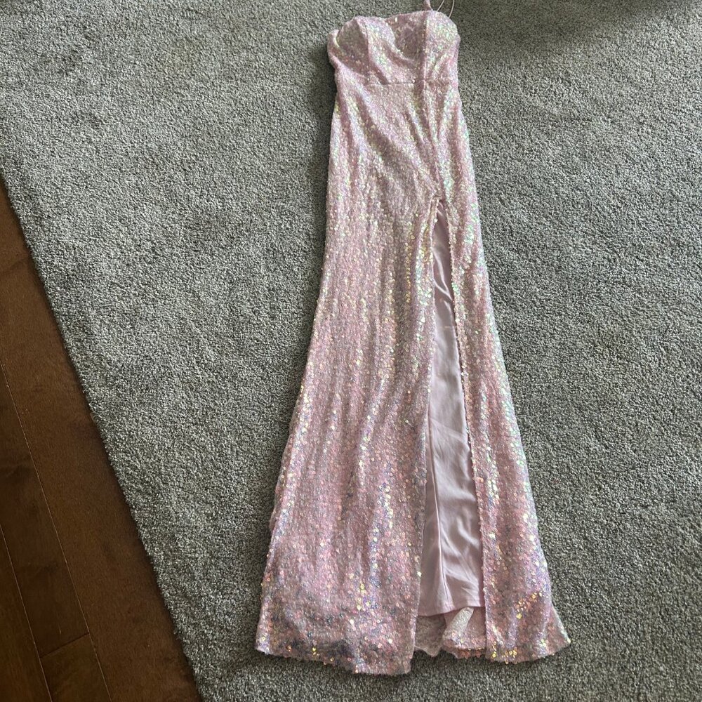 Pretty Pink Sequin Prom Dress